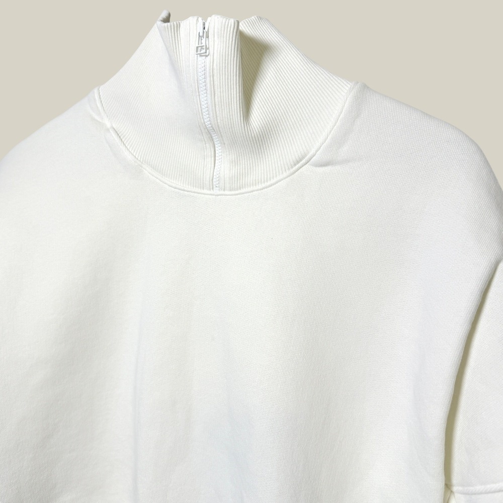 Outdoor Voices White Organic Cotton Quarter Zip Sweatshirt 445689 Size M